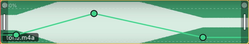 A volume envelope with keyframes over an audio waveform
