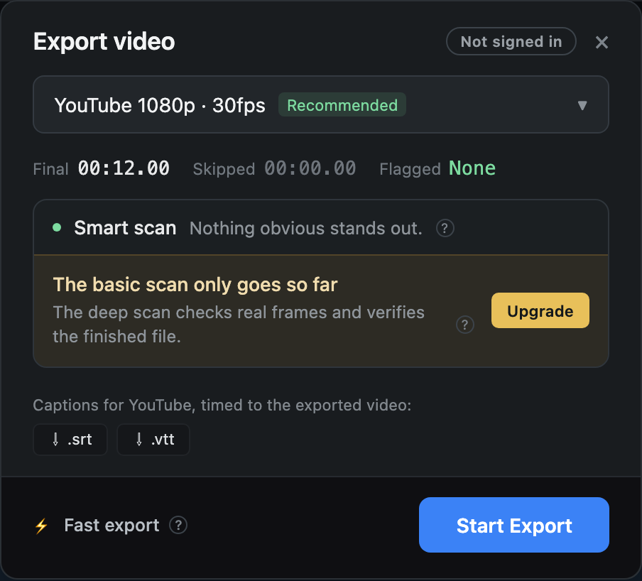The export dialog with output presets